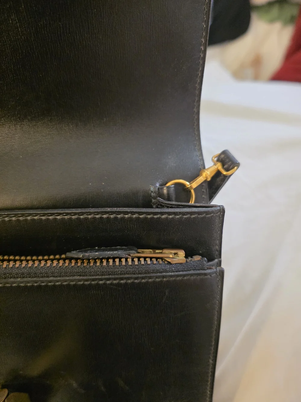 Authentic Hermès Black Leather Clutch Pouchette With Strap And Sack